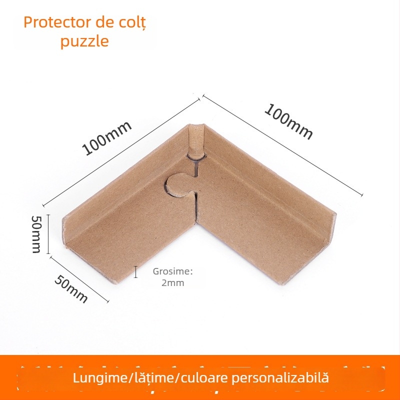 Protector de colț din hârtie Kraft cu lacăt, unghi de 90 de grade, versiune dură