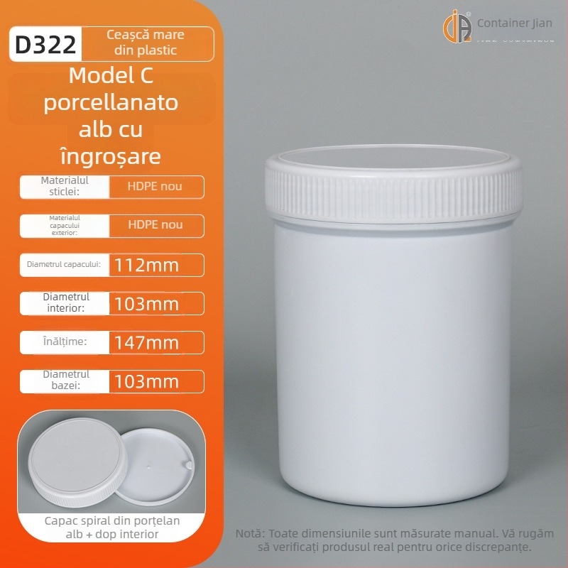 Recipient cerneală din plastic PP, 1L, cu sigiliu intern și capac exterior, procesare personalizată, imprimare a logo-ului