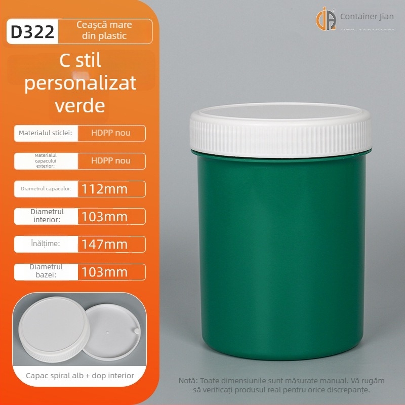 Recipient cerneală din plastic PP, 1L, cu sigiliu intern și capac exterior, procesare personalizată, imprimare a logo-ului