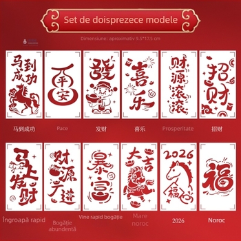 Set DIY PVC pentru Anul Nou pentru copii și părinți — Model 03, Nu este importat, fără autorizație IP — activitate de ștampilare și gravură, simbol Fu cu decupaj