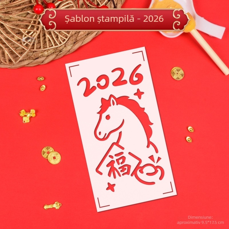 Set DIY PVC pentru Anul Nou pentru copii și părinți — Model 03, Nu este importat, fără autorizație IP — activitate de ștampilare și gravură, simbol Fu cu decupaj