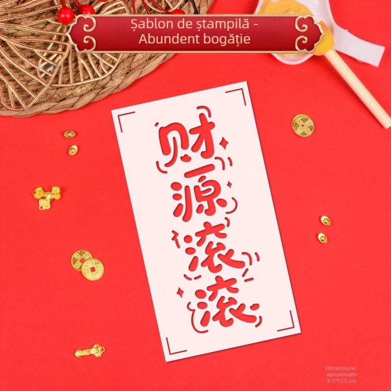 Set DIY PVC pentru Anul Nou pentru copii și părinți — Model 03, Nu este importat, fără autorizație IP — activitate de ștampilare și gravură, simbol Fu cu decupaj