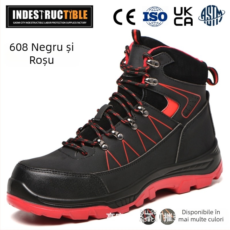 Pantofi de protecție pentru șantier cu plasă, înălțime de tip înalt, vârf din oțel, antișoc și anti-perforație