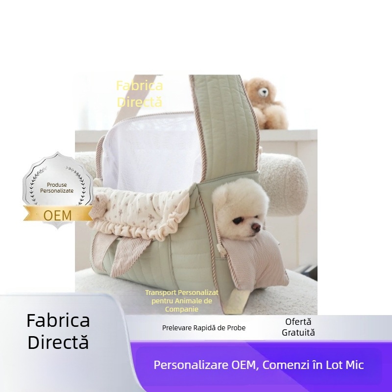 Geantă pentru animale de companie cu model în dungi, material din bumbac, capacitate 30-40 L