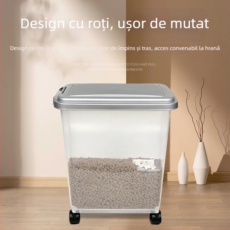 Recipient de depozitare a hranei pentru câini și pisici, sigilat, rezistent la insecte și umezeală; 7,5 kg hrană pentru câini; 10 kg/15 kg hrană pentru pisici