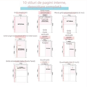 Pagină internă mare pentru album de carduri — pagini PP, 10 foi, compatibilă cu găuri de trei sau șase