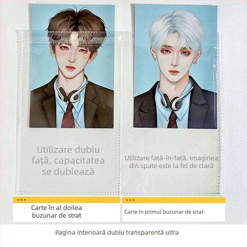 Pagină internă mare pentru album de carduri — pagini PP, 10 foi, compatibilă cu găuri de trei sau șase