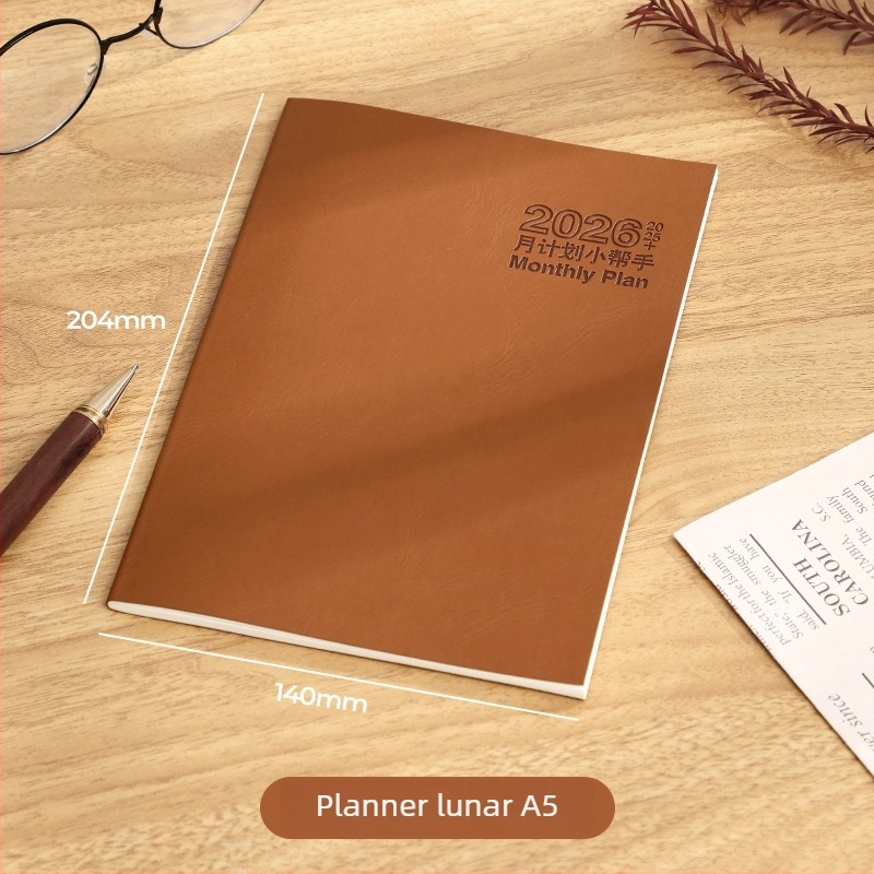 Caiet cu legare prin cusătură, hârtie Dowling 80 g, 50–100 de pagini, notebook minimalist cu calendar lunar și planner