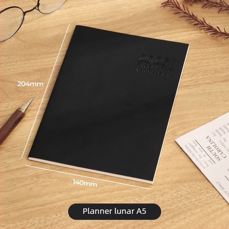 Caiet cu legare prin cusătură, hârtie Dowling 80 g, 50–100 de pagini, notebook minimalist cu calendar lunar și planner