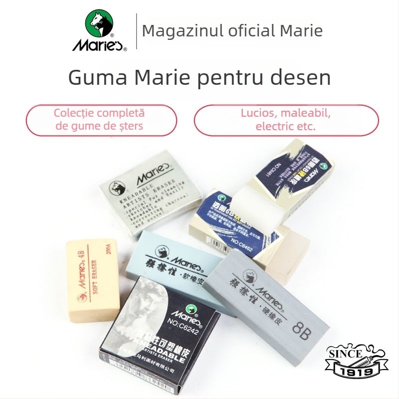Guma Marley 6242 pentru desen, pictură și schițe — dură, modelabilă, cu 8B și 4B/6B