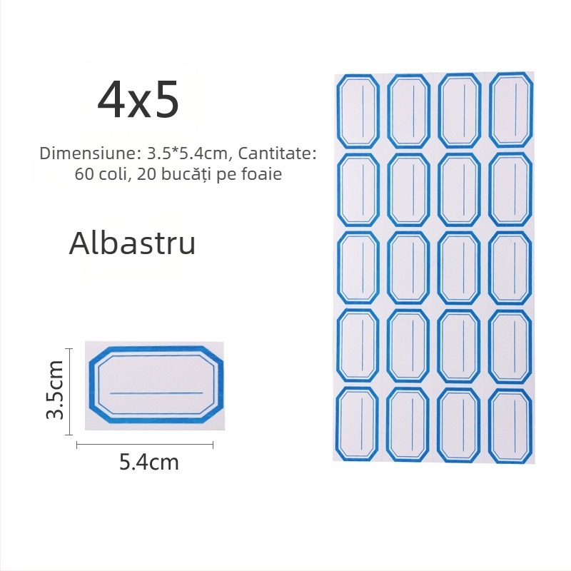 Etichete scrise manual, material autocolant, model 00, Zhengyou, 49 etichete pe pagină