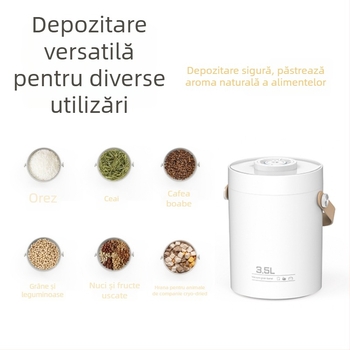 Container vacuum pentru depozitare hrană pentru animale, anti molii, protecție împotriva oxidării, umidității și antibacterian, din ABS plastic, capacitate 2L/3.5L, pentru orez, ceai și boabe de cafea