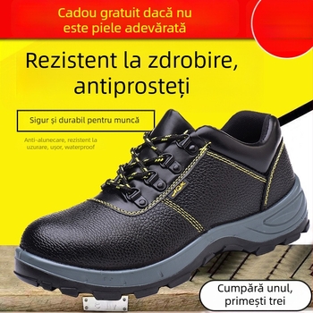 Pantofi de lucru pentru bărbați – anti-perforație și anti-șoc, piele de vițel, partea superioară medie