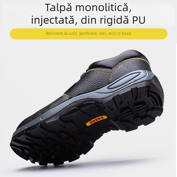 Pantofi de lucru pentru bărbați – anti-perforație și anti-șoc, piele de vițel, partea superioară medie
