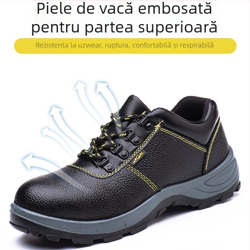 Pantofi de lucru pentru bărbați – anti-perforație și anti-șoc, piele de vițel, partea superioară medie