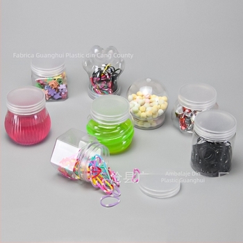 Recipient PET cu gură lată, capac cu filet spiral, transparent, pentru uz casnic, mai multe forme