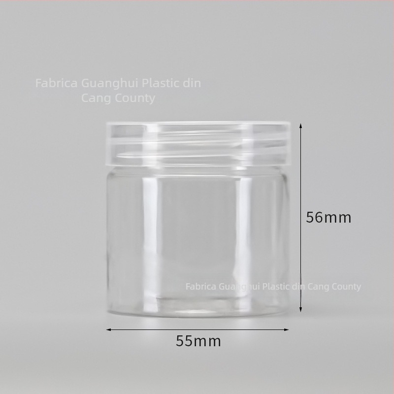 Recipient PET cu gură lată, capac cu filet spiral, transparent, pentru uz casnic, mai multe forme