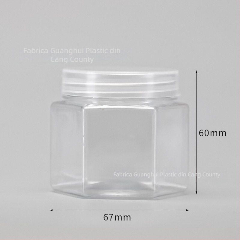 Recipient PET cu gură lată, capac cu filet spiral, transparent, pentru uz casnic, mai multe forme