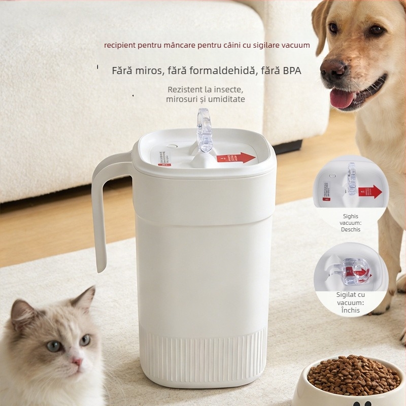 Recipient depozitare hrană pentru animale – material ABS, capacitate sub 4L, greutate 0,65 kg