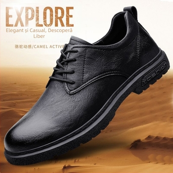 Ghete de muncă bărbați, stil englezesc, talpă groasă; respirabile, ușoare, antialunecare; partea superioară din piele de vițel de nivel secundar, branț din latex