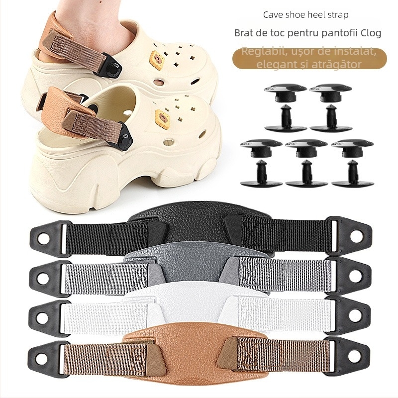 Accesoriu Crocs: Curea pentru calcâi cu Velcro, Curea demontabilă anti-cădere, Design în stil șiret