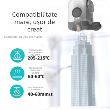 Filament PLA Three Green pentru imprimare 3D – 1 kg, densitate 1.24 g/cm³, compatibil cu imprimantele FDM