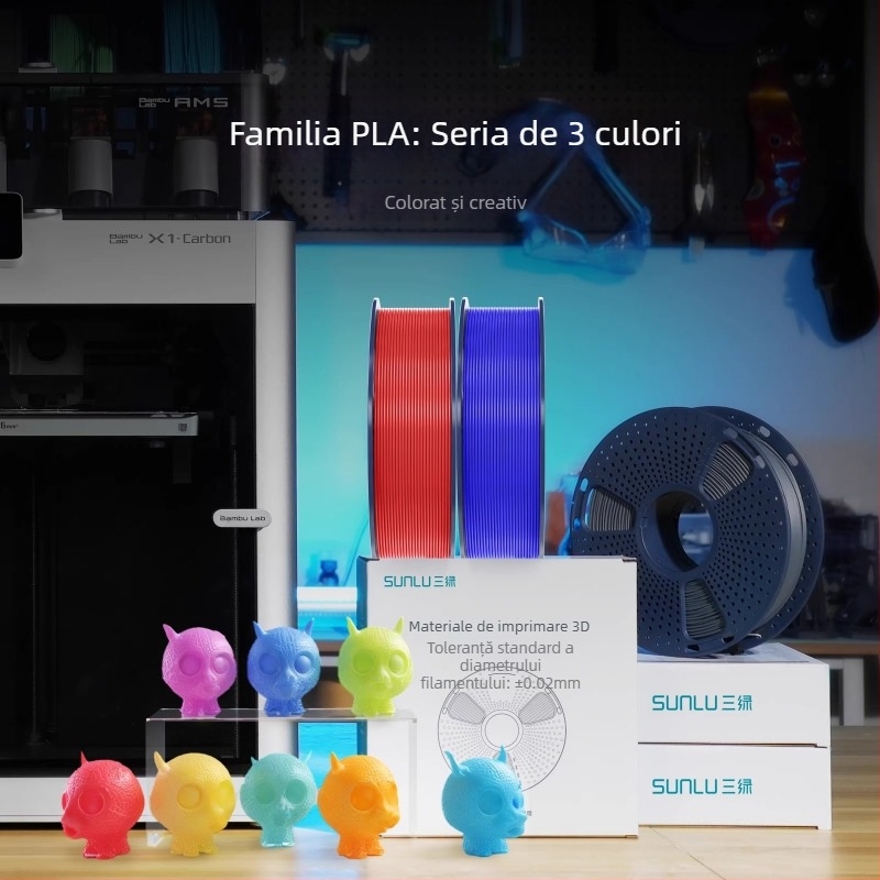 Filament PLA Three Green pentru imprimare 3D – 1 kg, densitate 1.24 g/cm³, compatibil cu imprimantele FDM