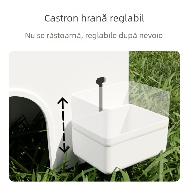 Cuib pentru hamster cu platformă, sticlă de apă și farfurie pentru mâncare — construcție din lemn, marcă YMG