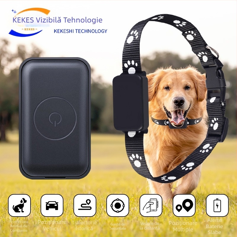 Localizator GPS pentru animale de companie cu alarmă de incintă, precizie 10 m, baterie 5 h, impermeabil