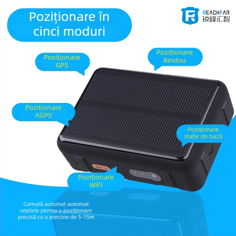 RF-V44 GPS tracker pentru bovine, ovine și cai – 4G, alimentare solară, IP67 impermeabil, localizator anti-pierdere