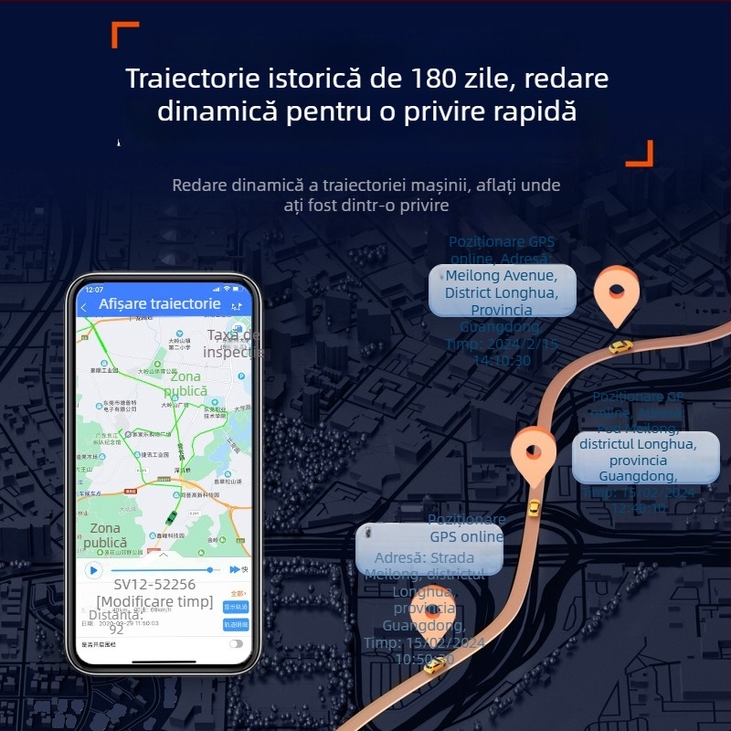 GPS tracker pentru vehicul cu poziționare Beidou, Anti-furt și Anti-pierdere, magnet puternic, versiune cablată, model ABL01