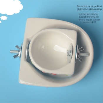 Vas ceramic suspendat cu temă Totoro pentru animale de companie, anti-spurgre? anti-spill, montare sigură, potrivit pentru animale mici