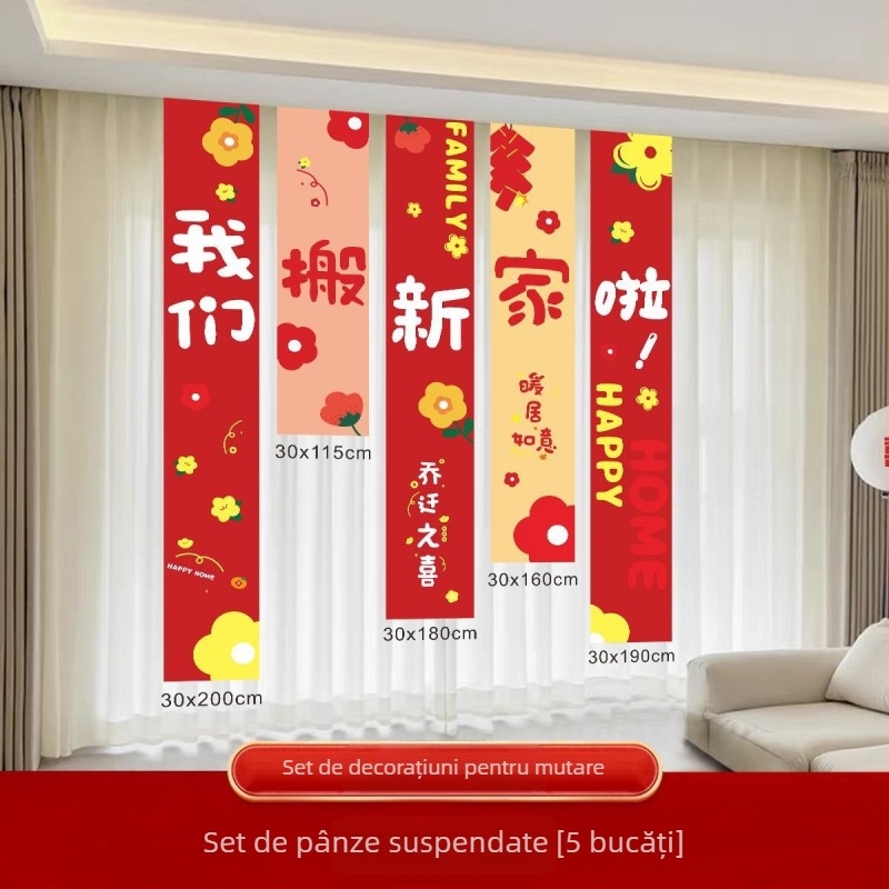 Banner decorativ pentru casa nouă și mutare — material Oxford, brand Huiyang, decor sufragerie