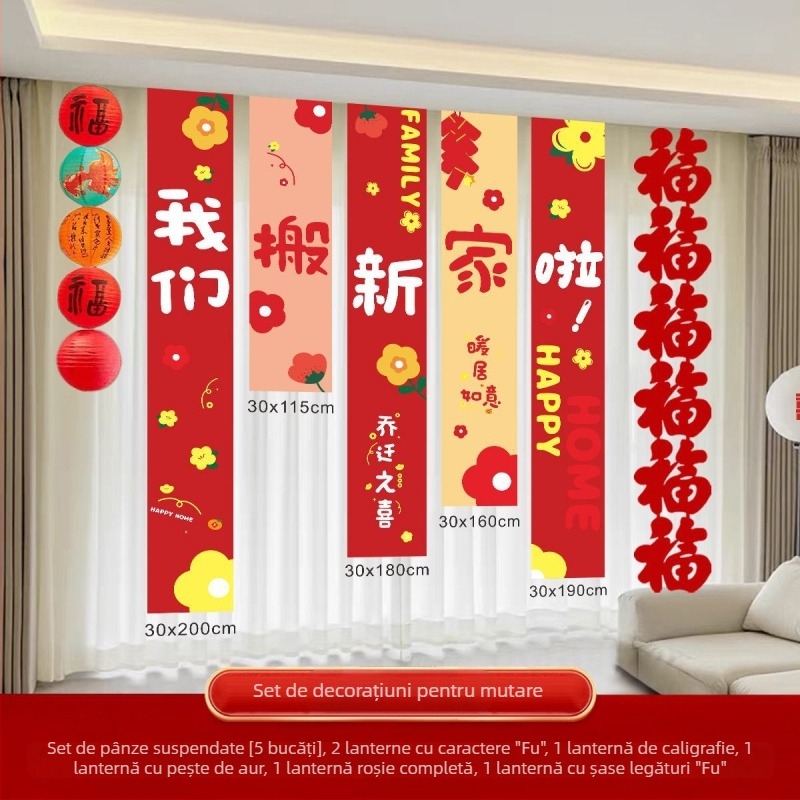 Banner decorativ pentru casa nouă și mutare — material Oxford, brand Huiyang, decor sufragerie