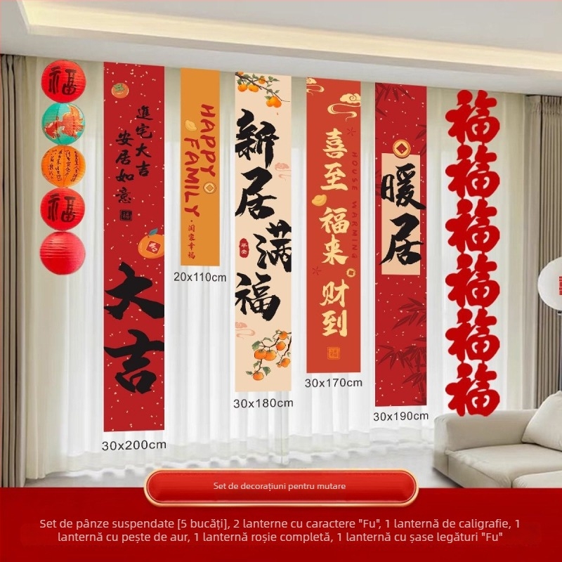 Banner decorativ pentru casa nouă și mutare — material Oxford, brand Huiyang, decor sufragerie