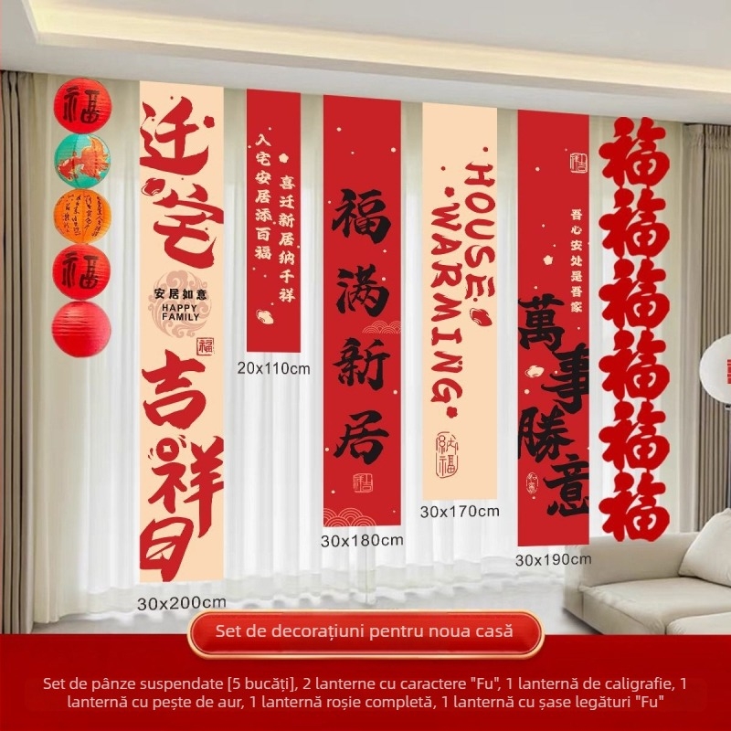 Banner decorativ pentru casa nouă și mutare — material Oxford, brand Huiyang, decor sufragerie