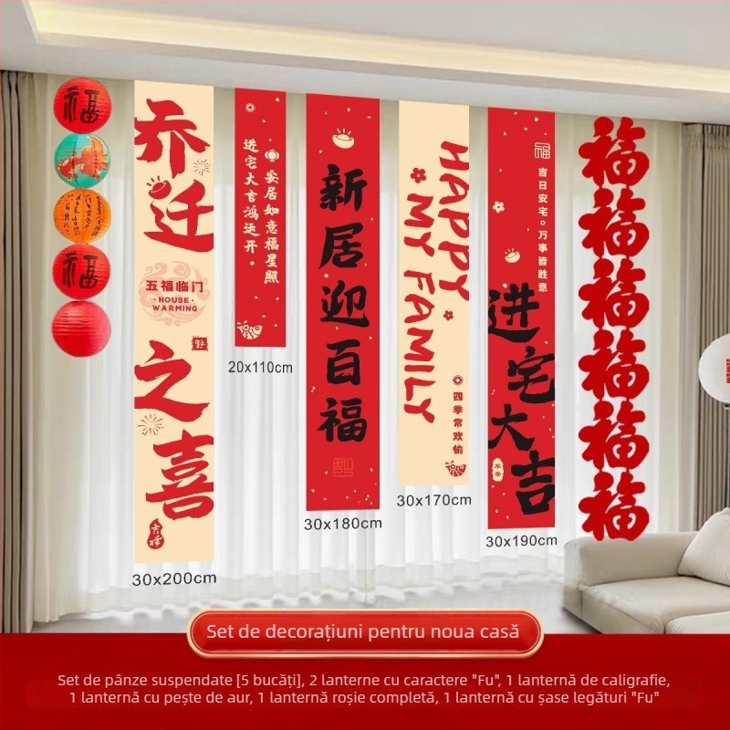 Banner decorativ pentru casa nouă și mutare — material Oxford, brand Huiyang, decor sufragerie