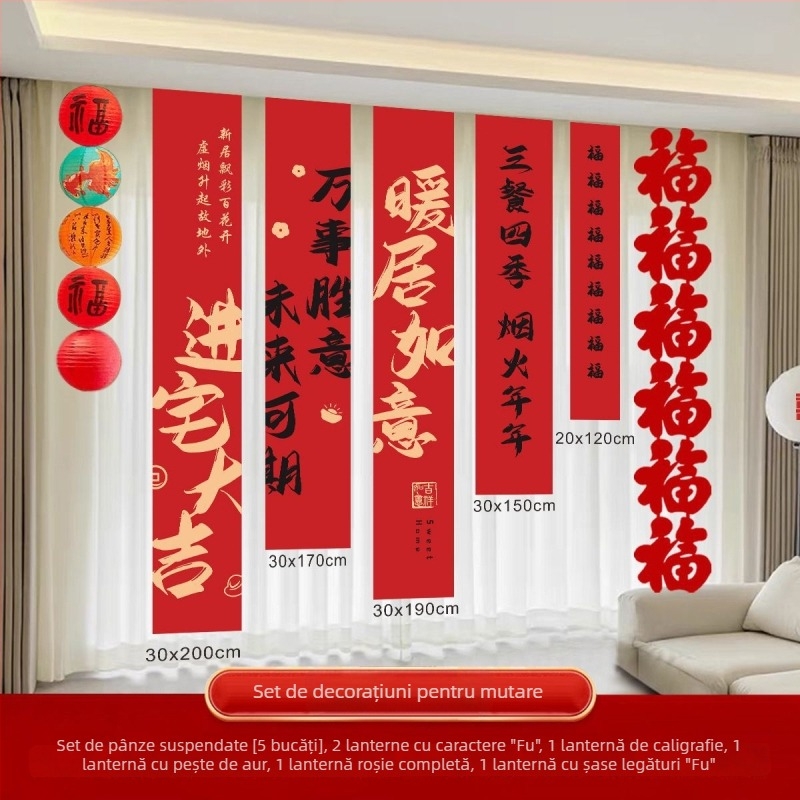 Banner decorativ pentru casa nouă și mutare — material Oxford, brand Huiyang, decor sufragerie