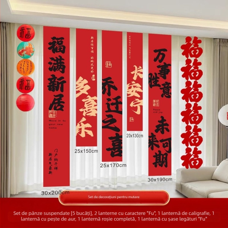 Banner decorativ pentru casa nouă și mutare — material Oxford, brand Huiyang, decor sufragerie