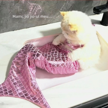 Costum de transformare pentru animale de companie – coadă de sirenă pentru câini și pisici, poliester, stil prințesă