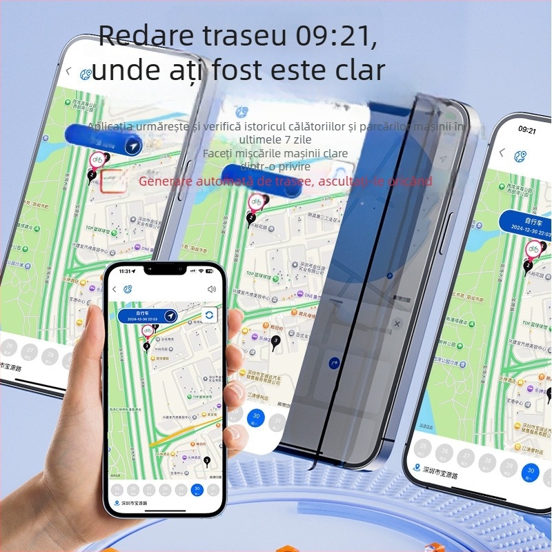 Tracker de card ultra-subțire cu poziționare globală pentru portofel — urmărire partajată, istoric de 7 zile, baterie 540 mAh