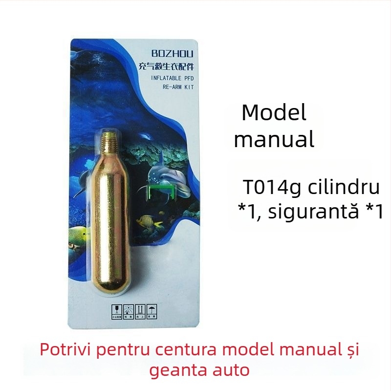 Cilindru CO2 pentru vestă de salvare gonflabilă, 33 g / 24 g, tabletă hidrosensibilă, accesoriu pentru vestă