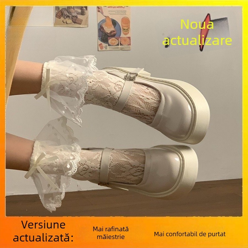 Pantofi Mary Jane din PU pentru femei, toc gros tip platformă (1–3 cm), slip-on, talpă din cauciuc, stil coreean, vară