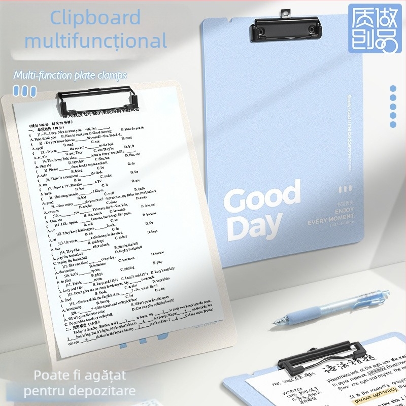 Clip de placă A4, grosime 2,6 mm, cu cârlig de agățare, pentru birou – depozitare fișiere din spumă și suport de învățare
