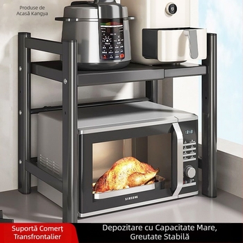 Raft de depozitare pentru cuptor cu microunde și gătitor de orez, multistrat, extensibil, din oțel carbon, stil modern minimalist