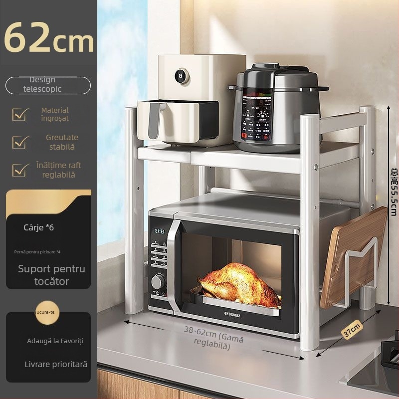 Raft de depozitare pentru cuptor cu microunde și gătitor de orez, multistrat, extensibil, din oțel carbon, stil modern minimalist