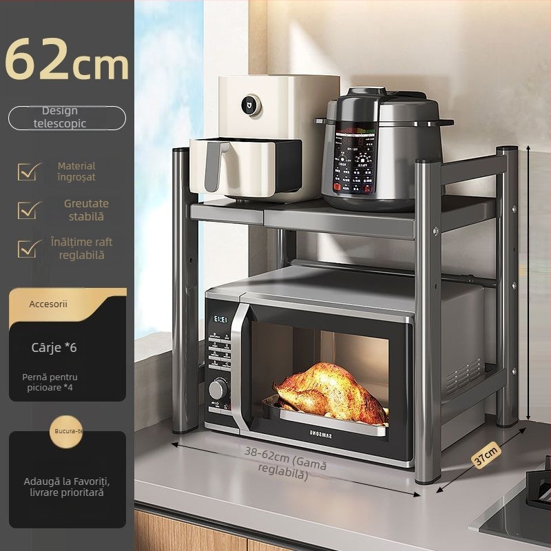 Raft de depozitare pentru cuptor cu microunde și gătitor de orez, multistrat, extensibil, din oțel carbon, stil modern minimalist