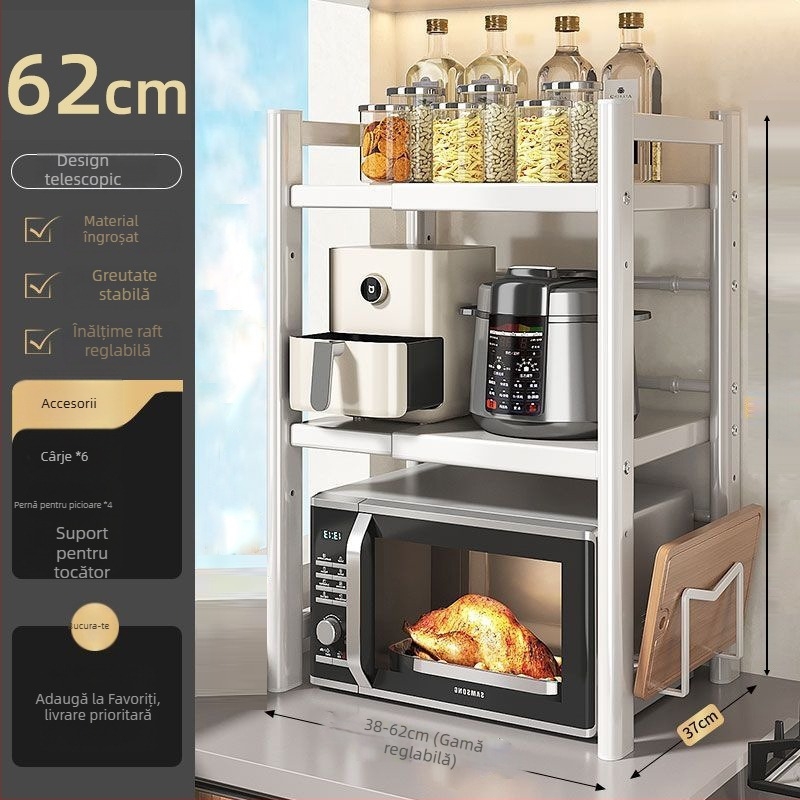 Raft de depozitare pentru cuptor cu microunde și gătitor de orez, multistrat, extensibil, din oțel carbon, stil modern minimalist