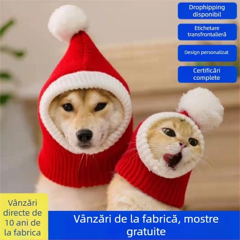 Șapcă pentru animale de companie pentru câini și pisici — model cu potrivire cromatică; lână; țesătură simplă; tie-dye; toamnă