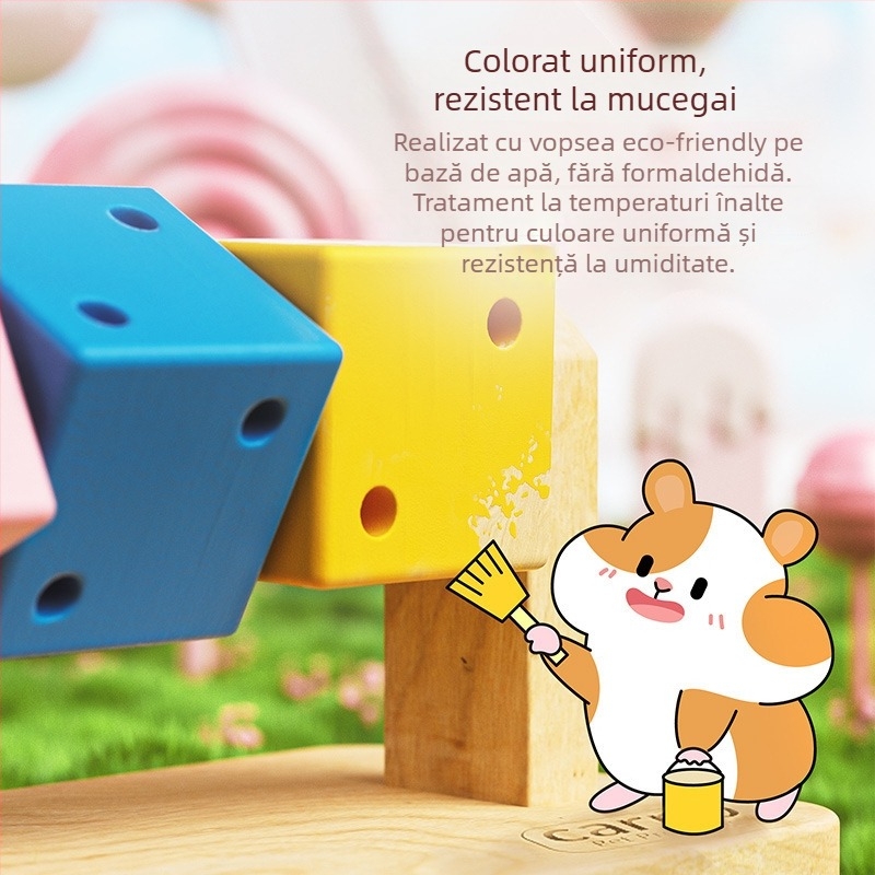 Accesorii pentru hamsteri: set dentiție din lemn cu casă de adăpost, Carno, origine Suqian, Jiangsu